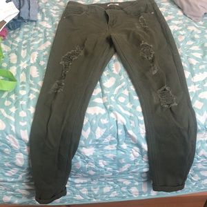 Green skinny jeans